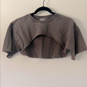 YoungLA | Grey Brown Short Sleeve Crop T-Shirt